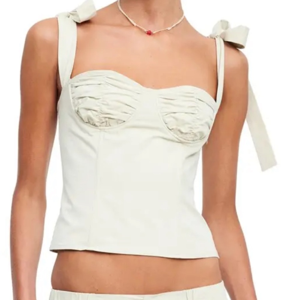 Lioness Ballerina Tie Strap Bustier Top - Beige